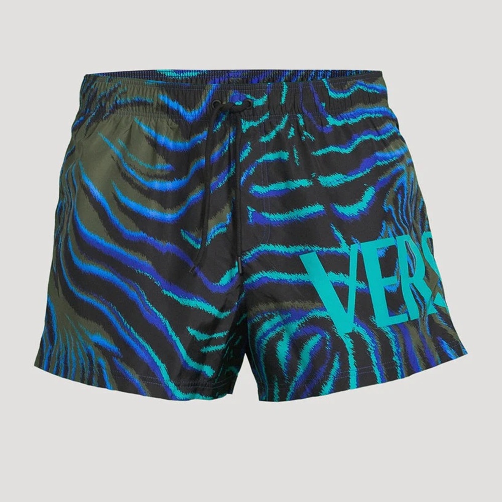 VERSACE MENS TIGER LOGO SWIM TRUNKS